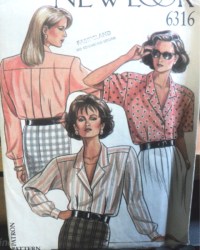 6316 NEW LOOK SS-LS BUTTON BLOUSE PATTERN 8-18
